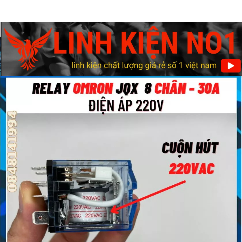 Relay Kính Om-ro JQX 12-24-220V 8 chân 30A