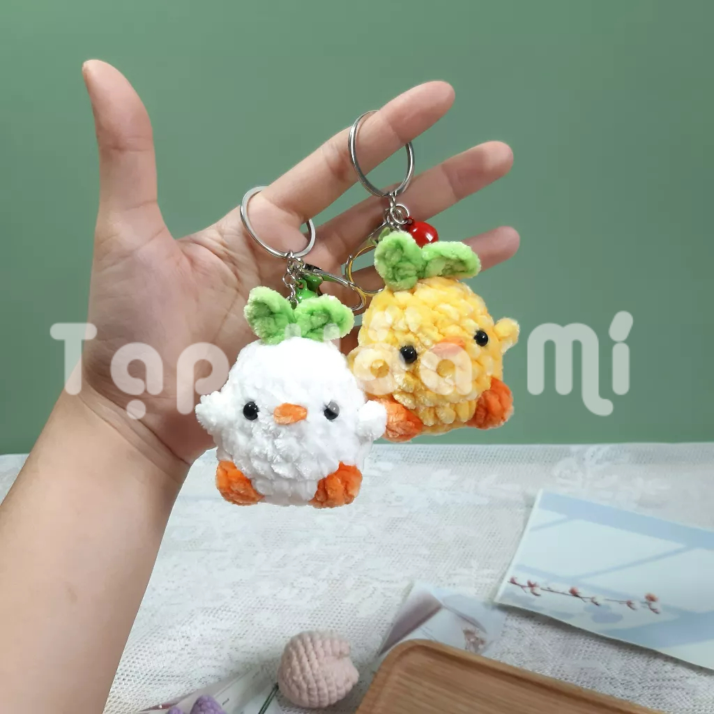 MÓC KHÓA GÀ BÔNG LEN HANDMADE SIÊU CƯTÊ