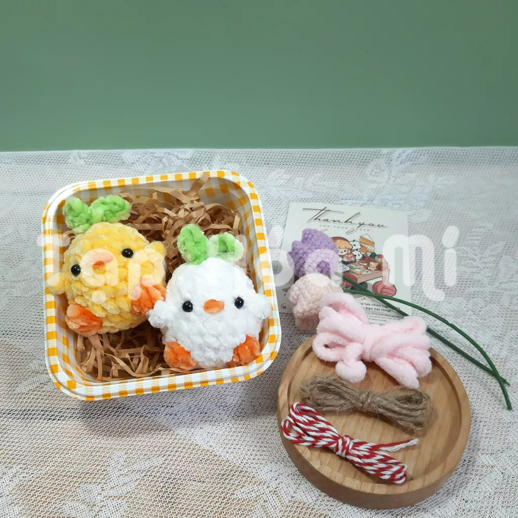 MÓC KHÓA GÀ BÔNG LEN HANDMADE SIÊU CƯTÊ