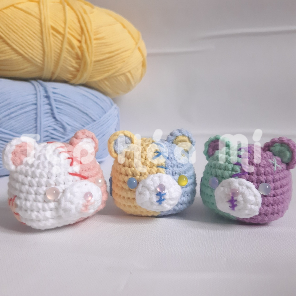 MÓC KHÓA GẤU ZANG HỒ - GANGSTER BEAR LEN HANDMADE CUTE HỘT ME