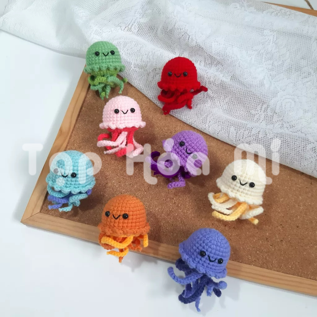 MÓC KHOÁ LEN JELLY FISH/ BÉ SỨA Ú NÙ HANDMADE ĐÁNG YÊU
