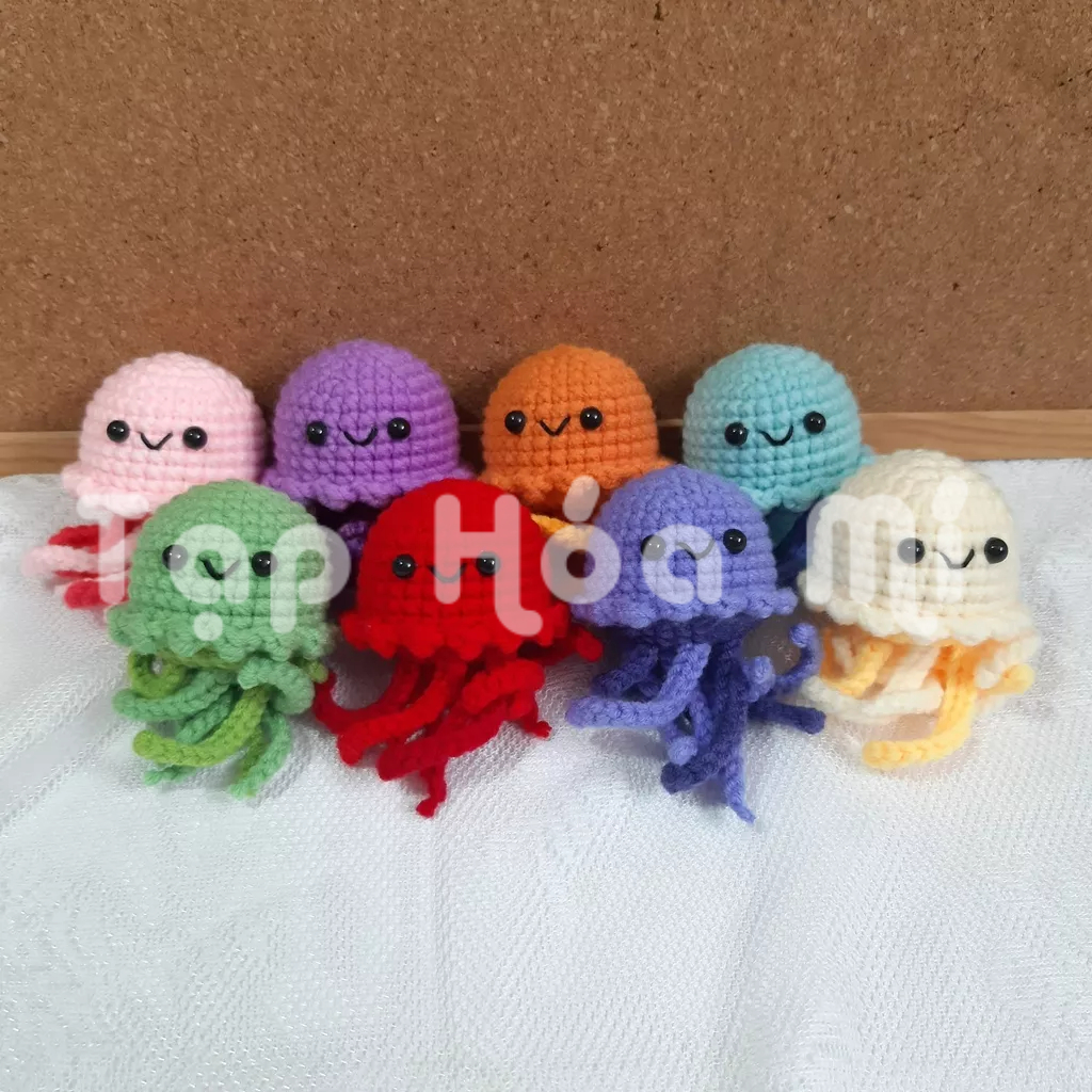 MÓC KHOÁ LEN JELLY FISH/ BÉ SỨA Ú NÙ HANDMADE ĐÁNG YÊU