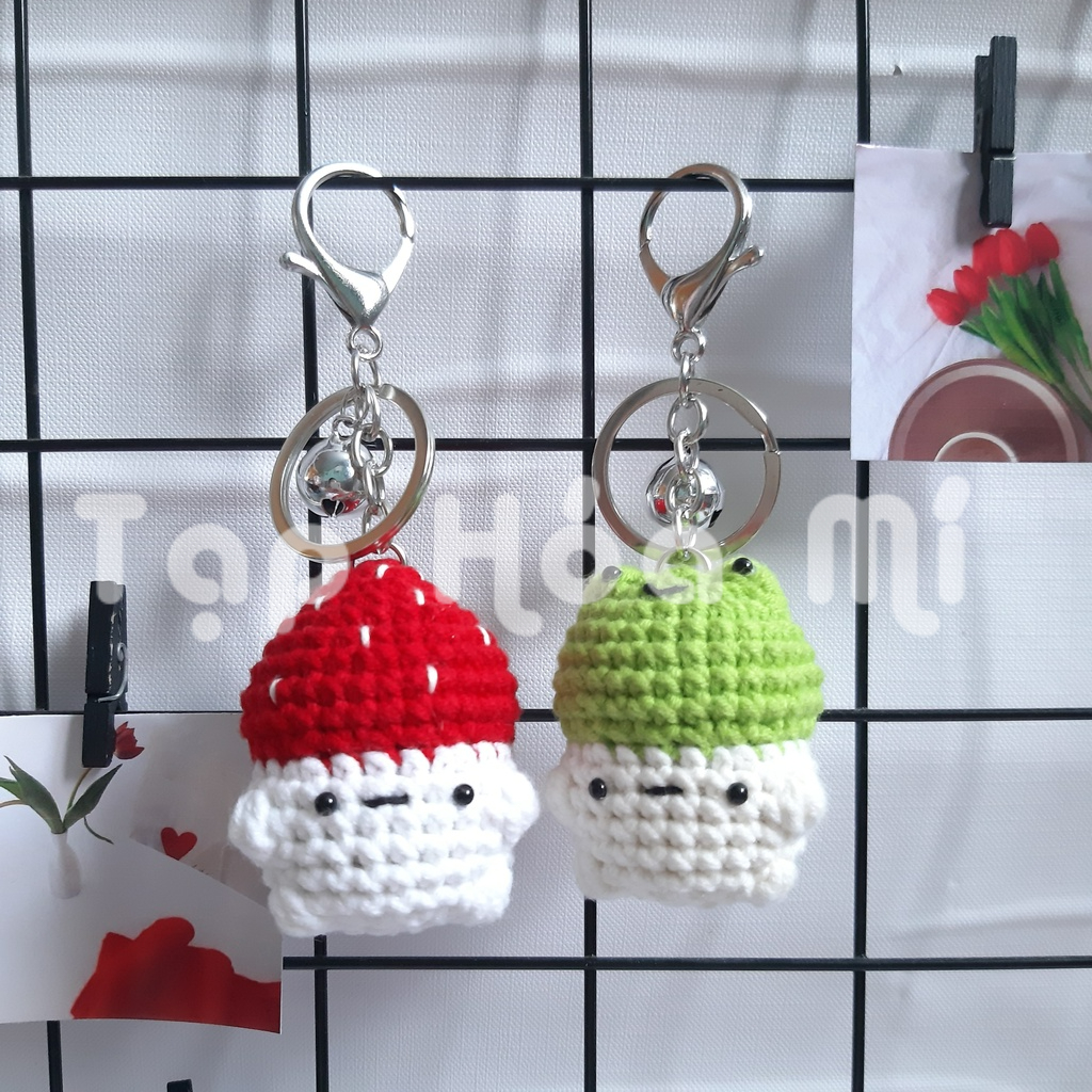 MÓC KHÓA CHUNKY MUSHROOM - CẶP ĐÔI NẤM ẾCH BÉO LÙN LEN HANDMADE