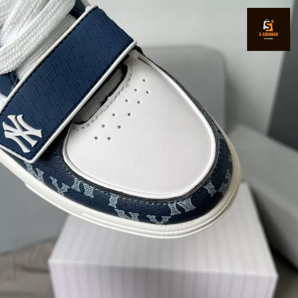 Giày MLB Chunky Liner Mid Monogram Denim Ny Navy - Bản Cao Cấp | Fullbox