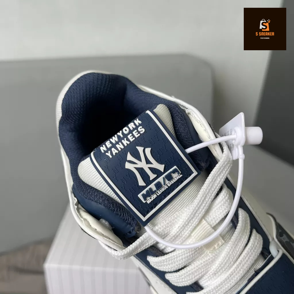 Giày MLB Chunky Liner Mid Monogram Denim Ny Navy - Bản Cao Cấp | Fullbox