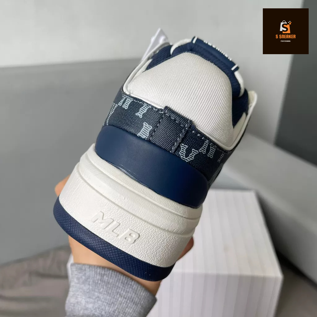 Giày MLB Chunky Liner Mid Monogram Denim Ny Navy - Bản Cao Cấp | Fullbox