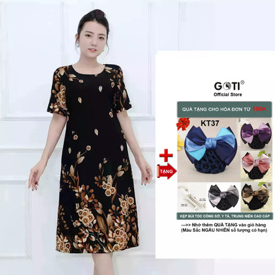 GOTI – LẺ SIZE - SALE OFF Đầm Dự Tiệc Trung Niên Suông Bigsize Giấu Bụng Cao Cấp Cho Mẹ U50 U60 3347
