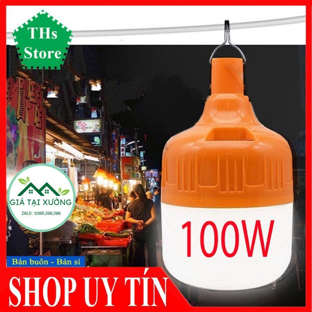 Bóng đèn tích điện 6-8h , loại 100w sạc tích điện có móc treo