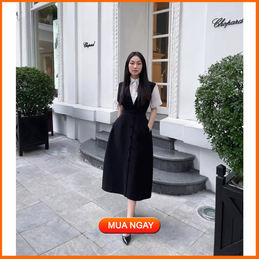 Đầm xoè dự tiệc thiết kế kết hợp áo sơ mi cao cấp sang trọng - CAT BOUTIQUE - DX93