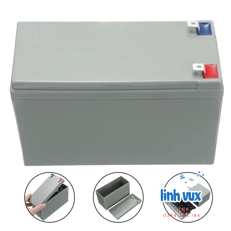 Vỏ hộp nhựa ắc quy lithium dùng pin cell 18650, thay thế bình 12V 24V 36V, bỏ hộp bình acquy điện li po