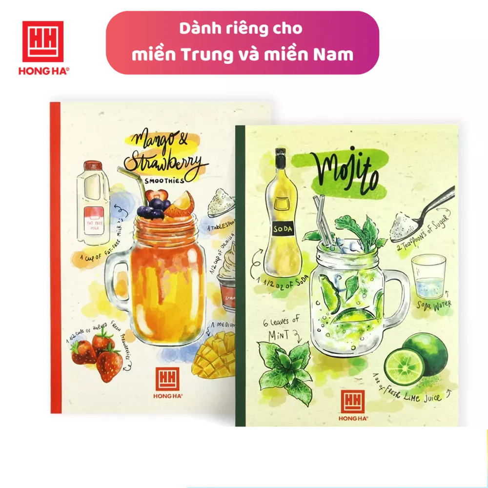 Vở 4 ly ngang 200 trang Hồng Hà Cooktail - 0756 dành cho HS miền Trung - Nam Hồng Hà