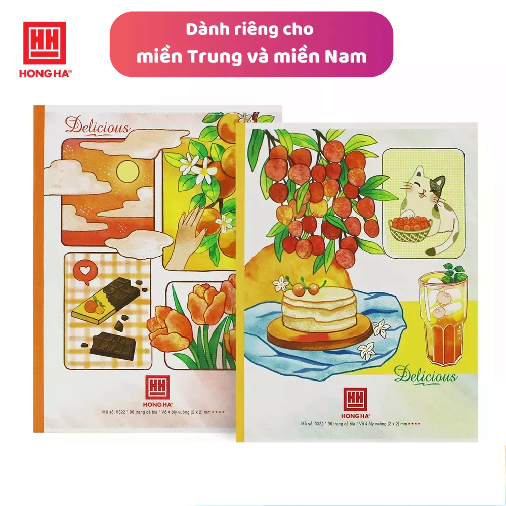 Vở 4 ô ly 96 trang Hồng Hà Class Delicious - 0322 | Dành cho học sinh miền Trung - Nam