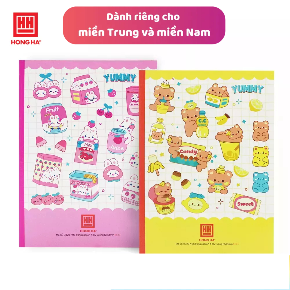 Vở 4 ô ly Hồng Hà Class Yummy 96 trang - 0320 | Dành cho học sinh miền Trung - Nam