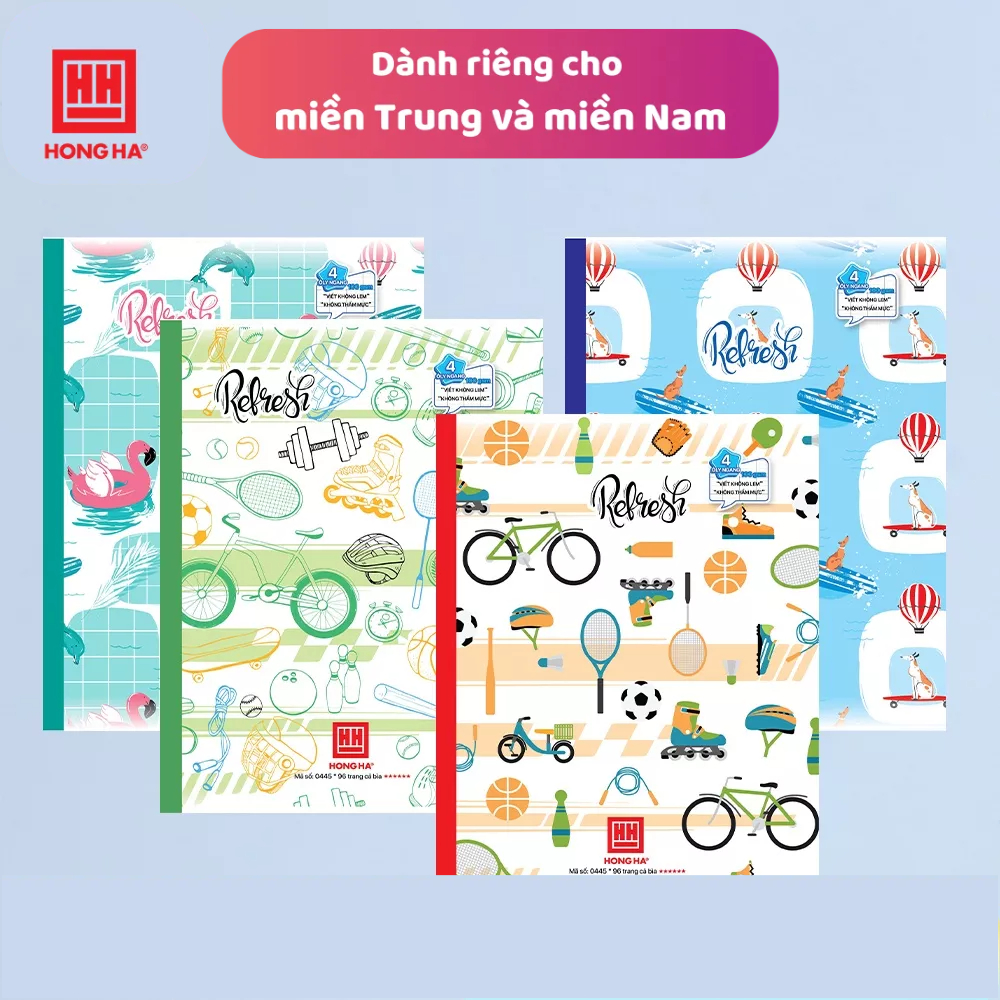 Vở 4 ly ngang Class Refresh Hồng Hà 96 trang- 0445 | Vở dành cho học sinh khu vực miền Trung - Nam