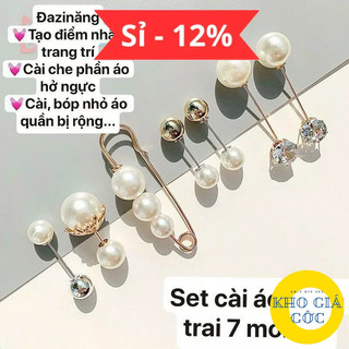 Combo 7 Cài Áo, Ghim Kẹp Cài Áo Ngọc Đính Đá Thiết Kế Sang Trọng