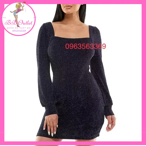 Đầm nhũ kim tuyến lấp lánh cổ vuông Speechless
