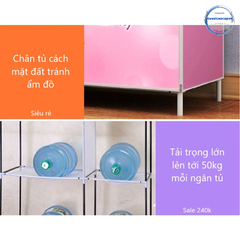 Tủ Vải Đựng Quần Áo Tủ đựng quần áo vải 3D Khung Thép 2 Buồng tủ vải 3 Buồng Có Bảo Hành Miễn Phí Vận Chuyển Toàn Quốc
