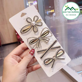 Sét kẹp tóc 4 món đính đá siêu xinh