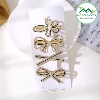 Sét kẹp tóc 4 món đính đá siêu xinh