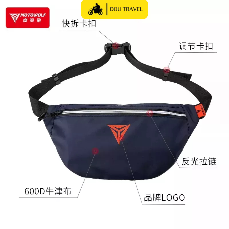 Túi bao tử, túi đeo chéo MOTOWOLF chính hãng chống nước có phản quang