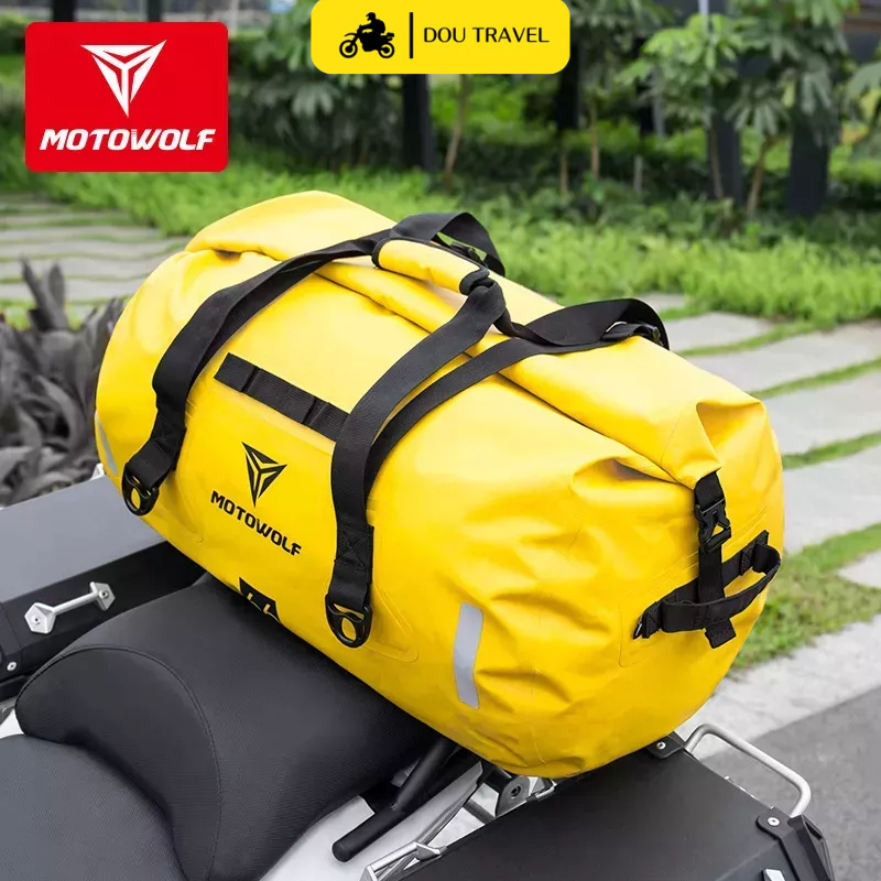 Túi trống MOTOWOLF chính hãng phản quang đa năng - Túi chống thấm nước đi phượt, đi du lịch màu đen vàng - Mã MDL0701