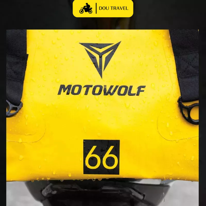 Túi trống MOTOWOLF chính hãng phản quang đa năng - Túi chống thấm nước đi phượt, đi du lịch màu đen vàng - Mã MDL0701