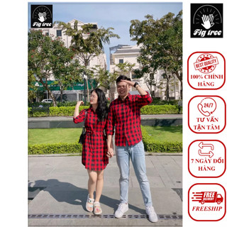 Set sơ mi váy đôi fig tree caro đỏ đen hot hit mã 122a