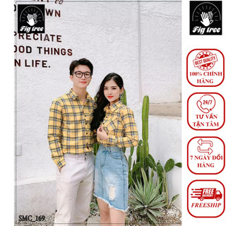 Áo sơ mi cặp fig tree caro vàng tươi sáng