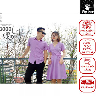 Set sơ mi váy đôi fig tree màu tím cà thủy chung