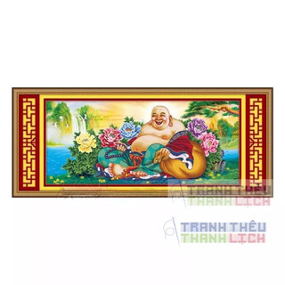 Tranh thêu chữ thập Phật Di Lạc mẫu đơn 3D Ailuo AL53261 |155x66cm| chưa thêu