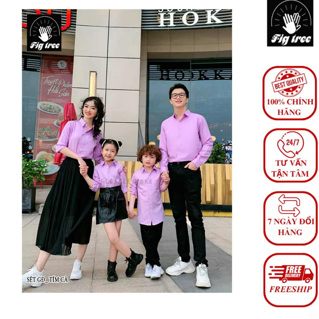 Combo Áo Sơ Mi Gia Đình Fig Tree Màu Tím Ngọt ngào
