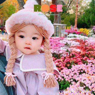 mũ len 2 bím tóc dài xinh xắn cho bé
