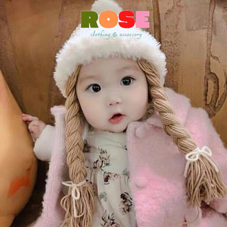 mũ len 2 bím tóc dài xinh xắn cho bé