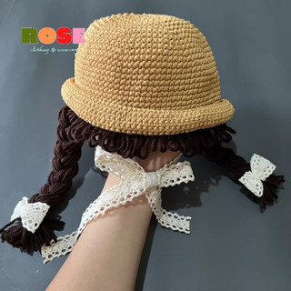 Mũ cói tóc cột nơ xinh cho bé yêu