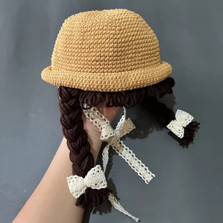 mũ cói tóc cột nơ xinh cho bé yêu