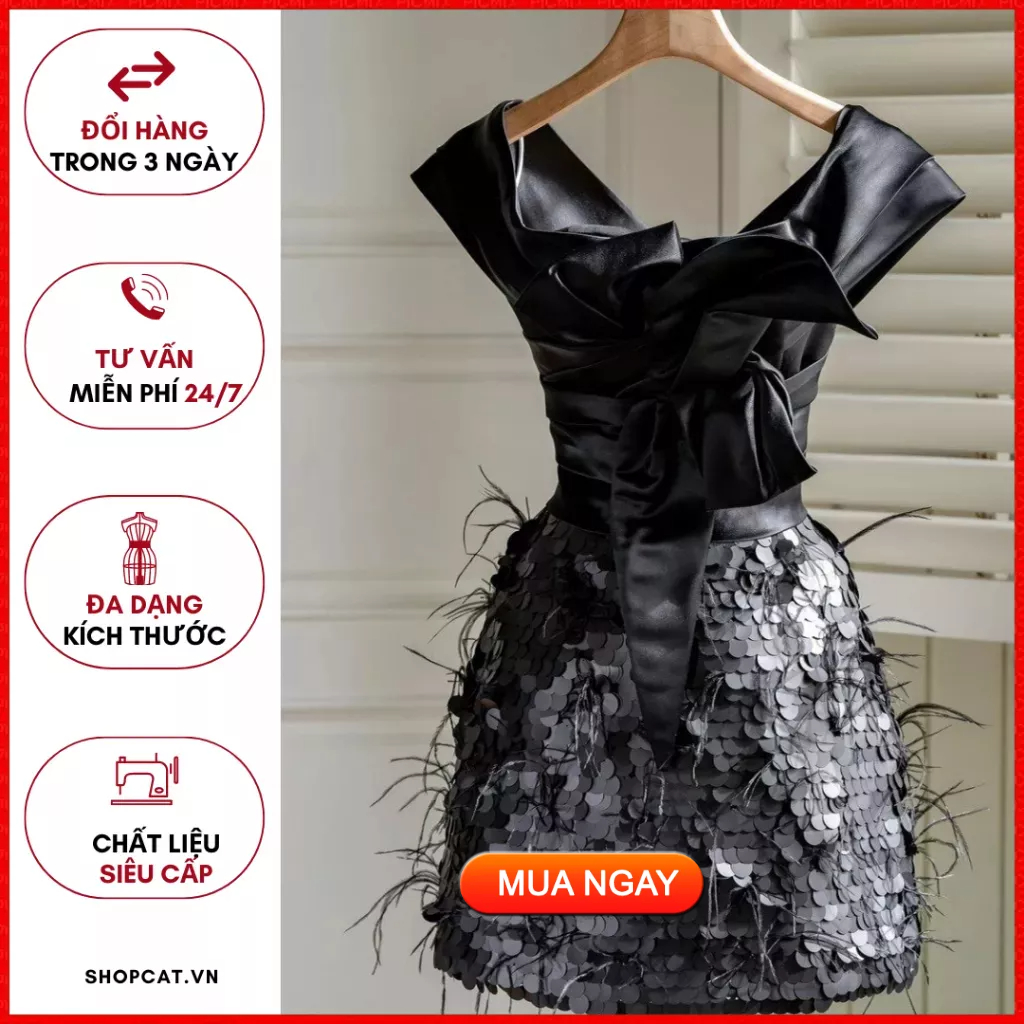 Váy đầm thiết kế cao cấp trễ vai quyến rũ - C.A.T BOUTIQUE.BD118