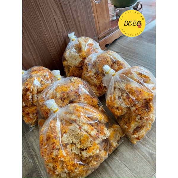 Cơm cháy siêu chà bông bể miếng bự sốt ít cay 500GR