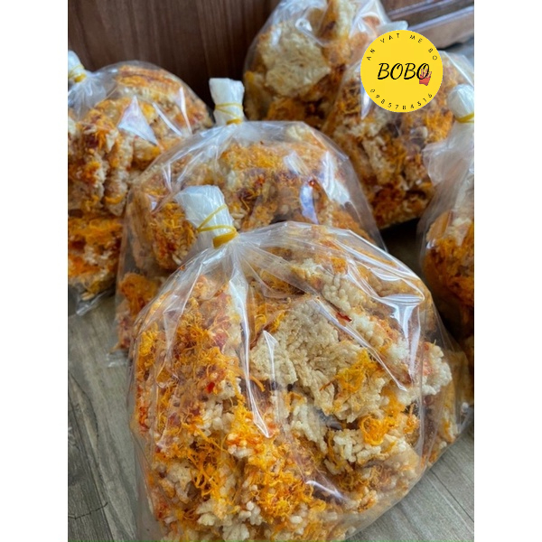 Cơm cháy siêu chà bông bể miếng bự sốt ít cay 500GR