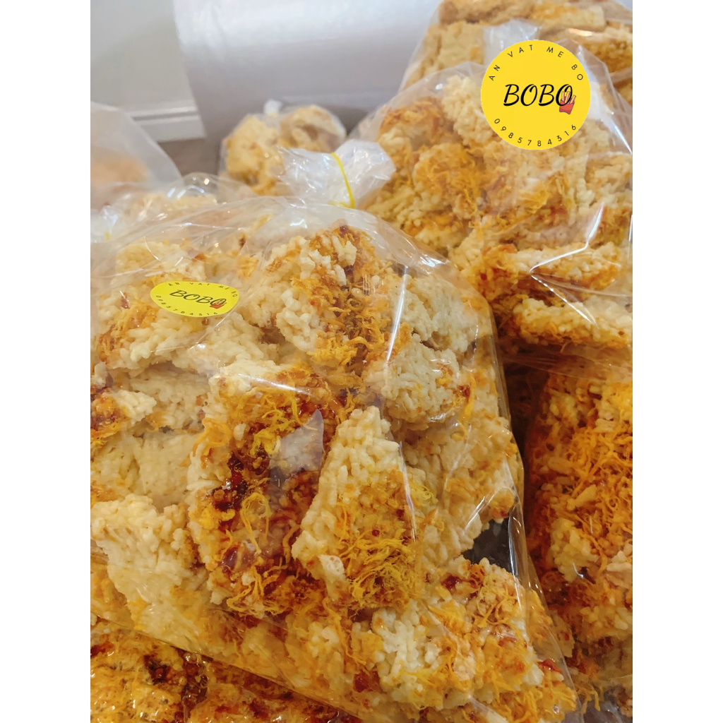 Cơm cháy siêu chà bông bể miếng bự sốt ít cay 500GR