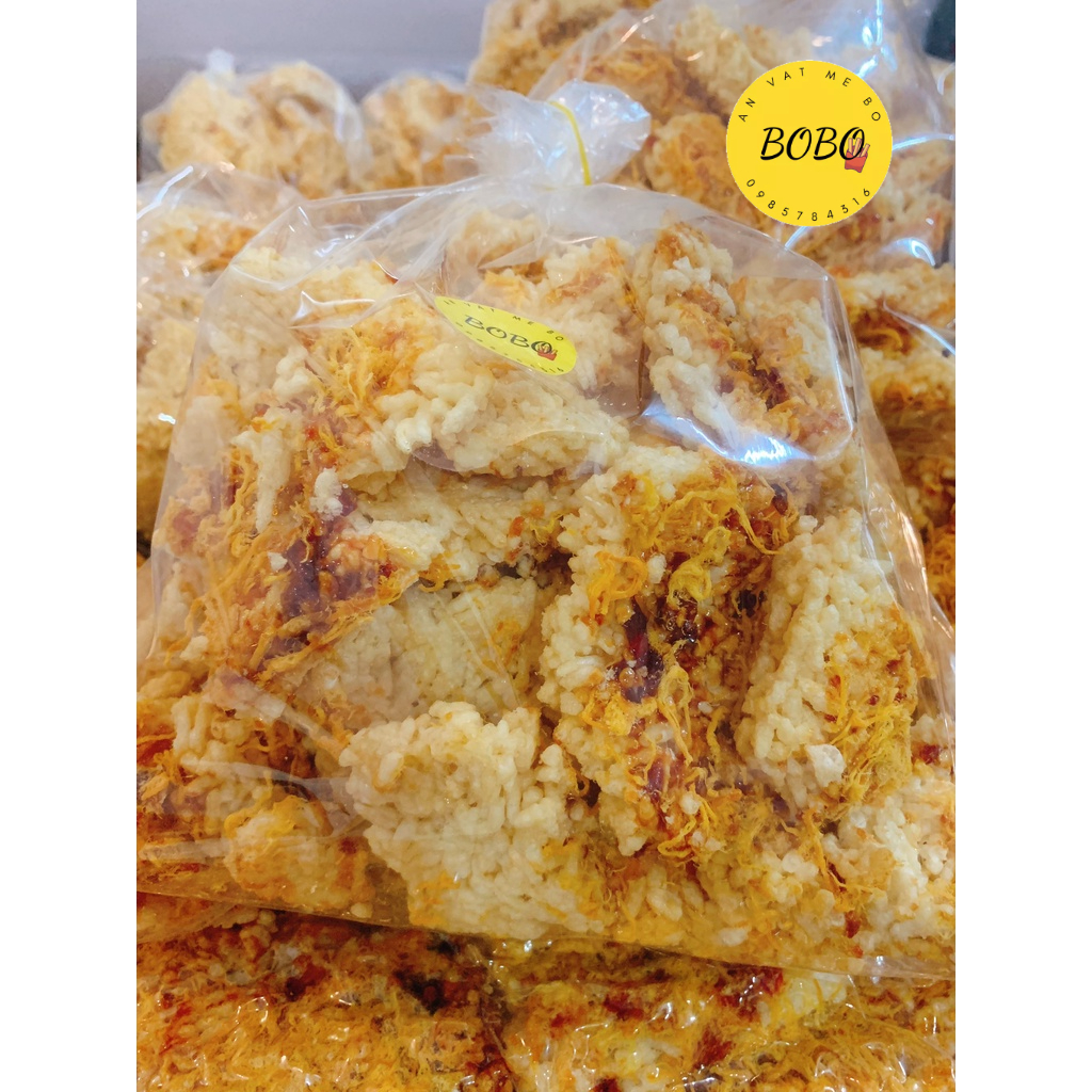 Cơm cháy siêu chà bông bể miếng bự sốt ít cay 500GR