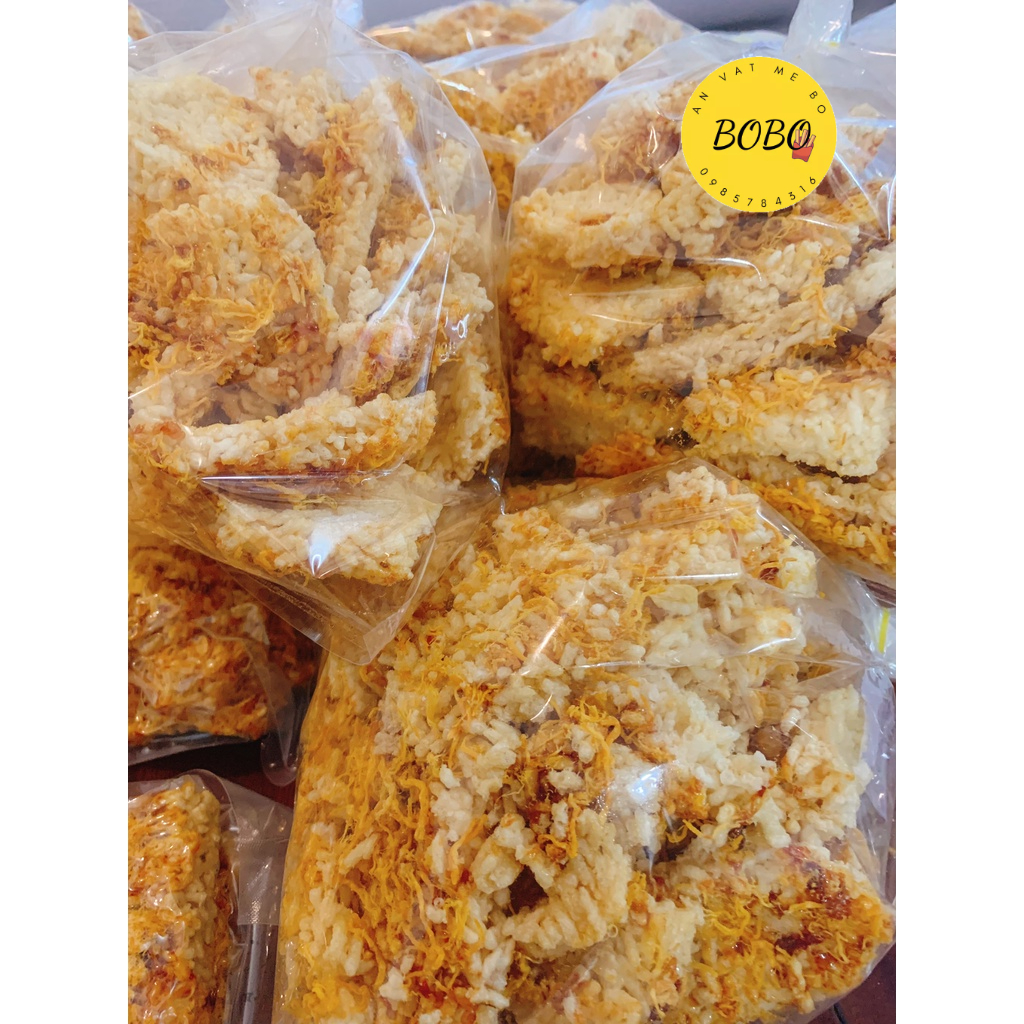 Cơm cháy siêu chà bông bể miếng bự sốt ít cay 500GR