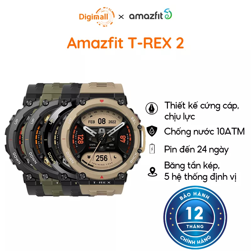 Đồng hồ thông minh Amazfit T-Rex 2 | GPS | Pin đến 24 ngày | Chống nước 100M