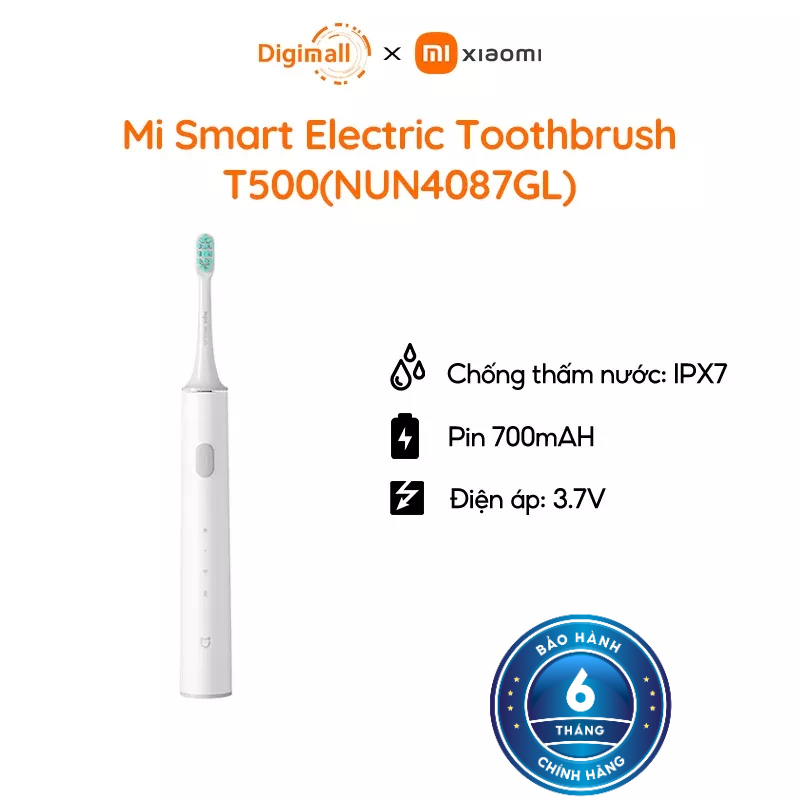 Bàn chải đánh răng điện Xiaomi Trắng T500 - Hàng chính hãng - Bảo hành 12 tháng