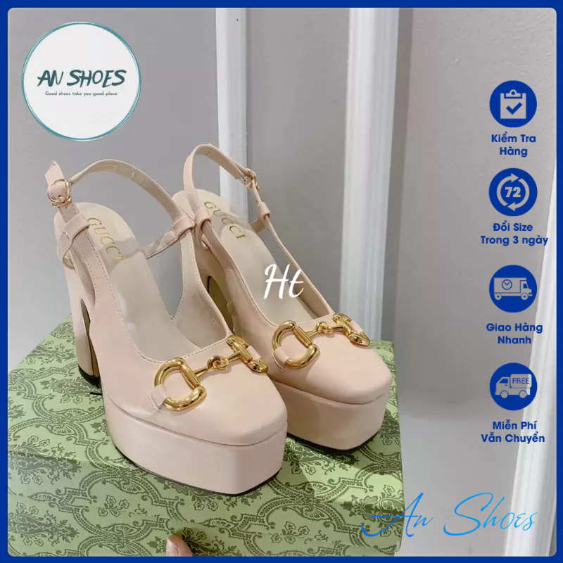 ☘️AN SHOES☘️ Sangdal bít mũi đúp đế gót trụ cao 12cm. hàng quảng châu full box
