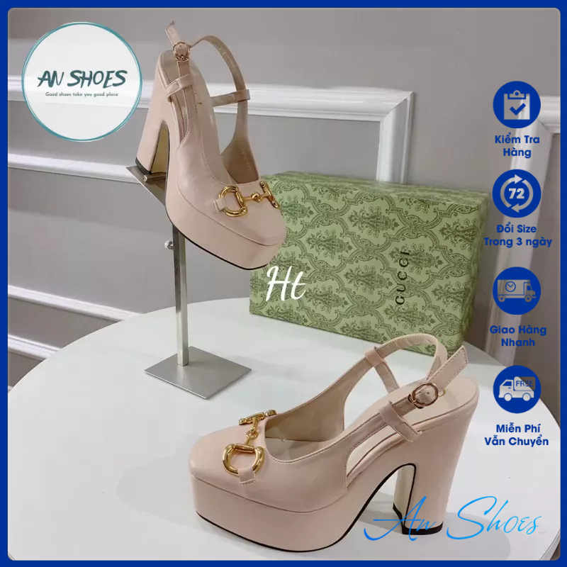 ☘️AN SHOES☘️ Sangdal bít mũi đúp đế gót trụ cao 12cm. hàng quảng châu full box
