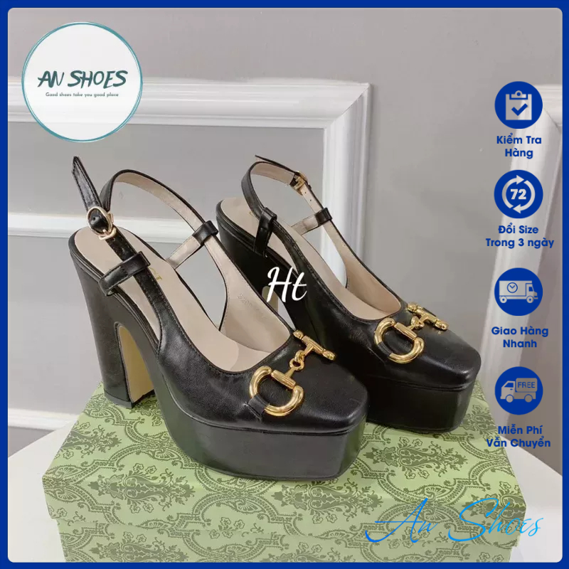 ☘️AN SHOES☘️ Sangdal bít mũi đúp đế gót trụ cao 12cm. hàng quảng châu full box