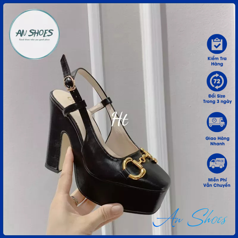☘️AN SHOES☘️ Sangdal bít mũi đúp đế gót trụ cao 12cm. hàng quảng châu full box
