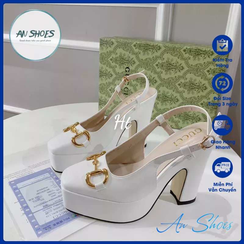 ☘️AN SHOES☘️ Sangdal bít mũi đúp đế gót trụ cao 12cm. hàng quảng châu full box