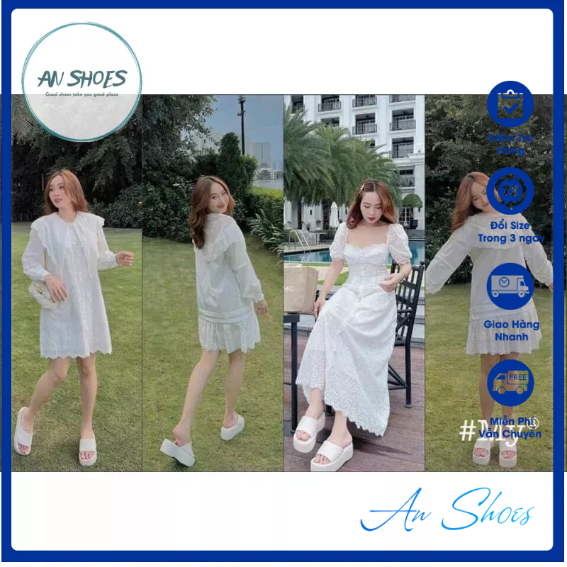 ☘️ AN SHOES☘️ Dép Lê bánh mì 6cm. Hàng quảng châu full box. hàng có sẵn