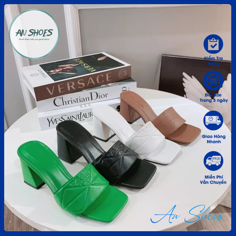 ☘️ AN SHOES☘️ Guốc quai ngang gót vuông 7CM